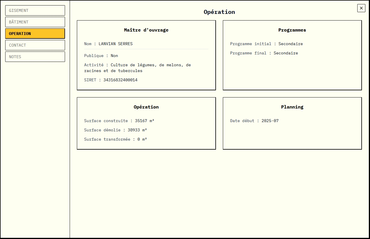 Carte interactive de géolocalisation des gisements